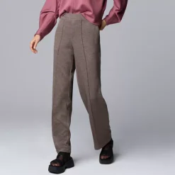 Women's Simply Vera Vera Wang High Rise Wide Leg Scuba Knit Pants -Vera Wang Shop 7650414 Light Fudge Heather