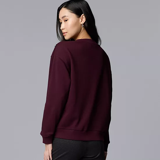Women's Simply Vera Vera Wang Embellished Sweatshirt 2 Women's Simply Vera Vera Wang Embellished Sweatshirt - Image 2
