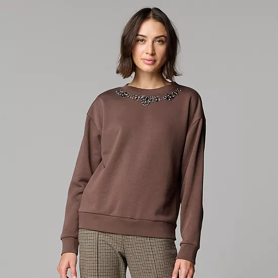 Women's Simply Vera Vera Wang Embellished Sweatshirt 6 Women's Simply Vera Vera Wang Embellished Sweatshirt - Image 6