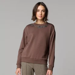 Women's Simply Vera Vera Wang Embellished Sweatshirt