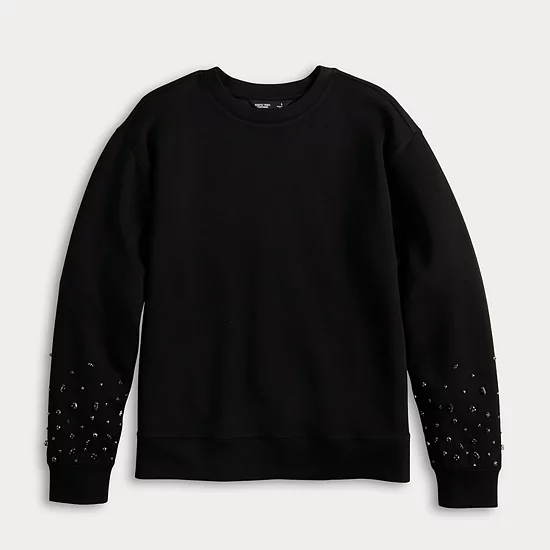 Women's Simply Vera Vera Wang Sleeve Embellished Sweatshirt 5 Women's Simply Vera Vera Wang Sleeve Embellished Sweatshirt - Image 5