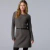 Petite Simply Vera Vera Wang Belted Crewneck Sweater Dress