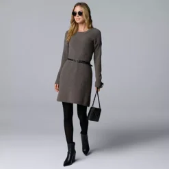 Petite Simply Vera Vera Wang Belted Crewneck Sweater Dress -Vera Wang Shop 7658460 ALT3