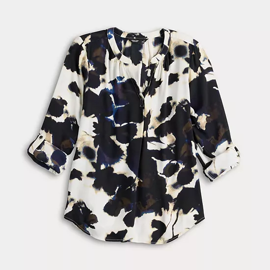 Women's Simply Vera Vera Wang Rolltab Sleeve Popover 5 Women's Simply Vera Vera Wang Rolltab Sleeve Popover - Image 5