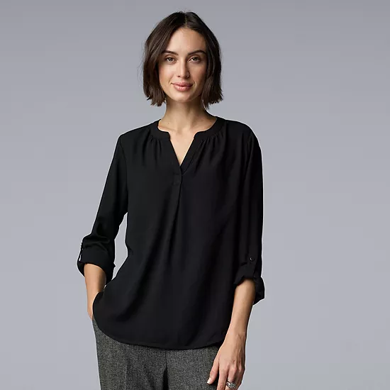 Women's Simply Vera Vera Wang Rolltab Sleeve Popover 10 Women's Simply Vera Vera Wang Rolltab Sleeve Popover - Image 10
