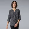 Women's Simply Vera Vera Wang Rolltab Sleeve Popover