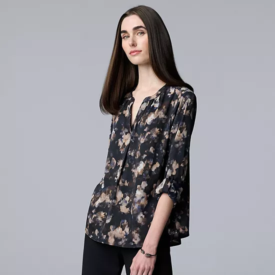 Women's Simply Vera Vera Wang Rolltab Sleeve Popover 9 Women's Simply Vera Vera Wang Rolltab Sleeve Popover - Image 9