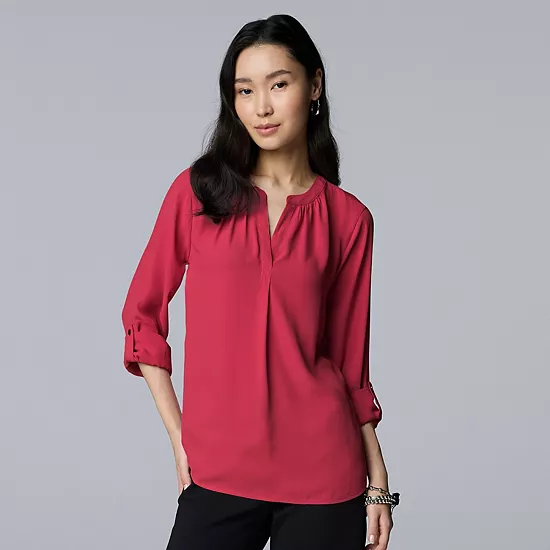 Women's Simply Vera Vera Wang Rolltab Sleeve Popover 11 Women's Simply Vera Vera Wang Rolltab Sleeve Popover - Image 11