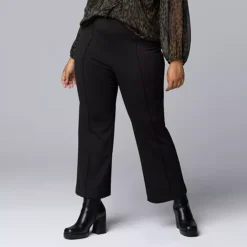 Plus Size Simply Vera Vera Wang Mid Rise Pintuck Ponte Kick Flare Pants
