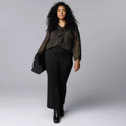 Plus Size Simply Vera Vera Wang Mid Rise Pintuck Ponte Kick Flare Pants -Vera Wang Shop 7709774 ALT3