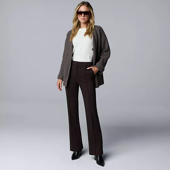 Women's Simply Vera Vera Wang Stretch Knit High Rise Slim Straight Pants 4 Women's Simply Vera Vera Wang Stretch Knit High Rise Slim Straight Pants - Image 4