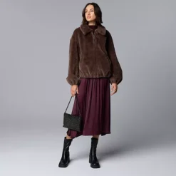 Women's Simply Vera Vera Wang Zip Up Faux Fur Jacket -Vera Wang Shop 7728843 ALT3