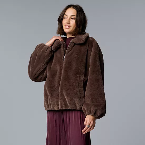 Petite Simply Vera Vera Wang Faux Fur Jacket 1 Petite Simply Vera Vera Wang Faux Fur Jacket