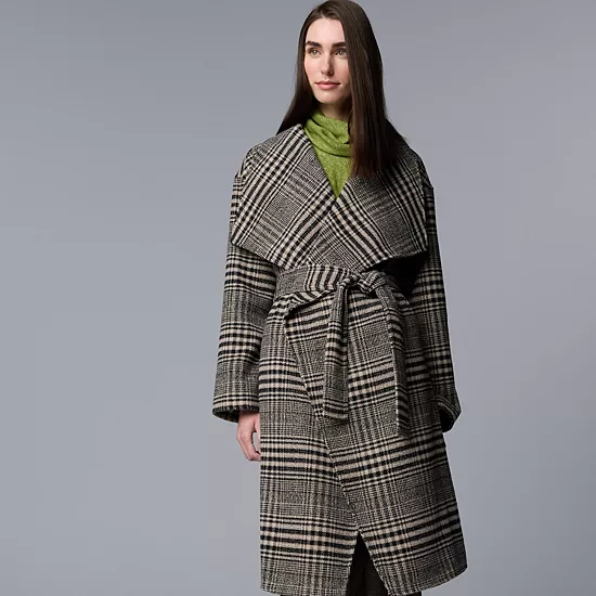Petite Simply Vera Vera Wang Drape Collar Overcoat 1 Petite Simply Vera Vera Wang Drape Collar Overcoat