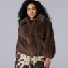 Plus Size Simply Vera Vera Wang Faux Fur Zip Front Jacket