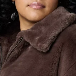 Plus Size Simply Vera Vera Wang Faux Fur Zip Front Jacket -Vera Wang Shop 7728881 ALT2