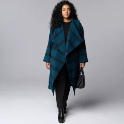 Plus Size Simply Vera Vera Wang Drape Collar Overcoat -Vera Wang Shop 7728885 ALT3