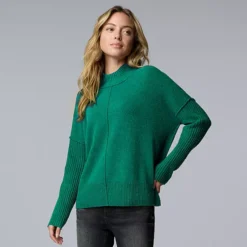 Women's Simply Vera Vera Wang Luxe Cashmere Blend Mockneck Sweater -Vera Wang Shop 7739795 Trail Green