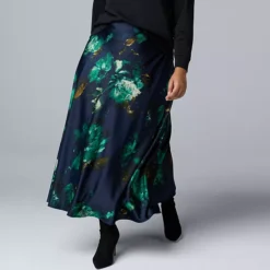 Plus Size Simply Vera Vera Wang Bias Cut A-Line Skirt 12 Plus Size Simply Vera Vera Wang Bias Cut A-Line Skirt -Vera Wang Shop 7740243 Navy Night Floral