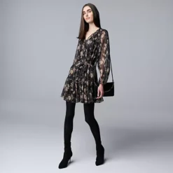 Petite Simply Vera Vera Wang Lurex Belted Short Dress -Vera Wang Shop 7740251 ALT3