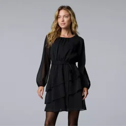 Petite Simply Vera Vera Wang Short Ruffle Dress -Vera Wang Shop 7740253 Black 1