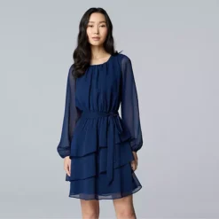 Petite Simply Vera Vera Wang Short Ruffle Dress -Vera Wang Shop 7740253 Liberty Navy