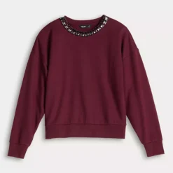Petite Simply Vera Vera Wang Jeweled Neck Sweatshirt 11 Petite Simply Vera Vera Wang Jeweled Neck Sweatshirt -Vera Wang Shop 7740316 ALT4