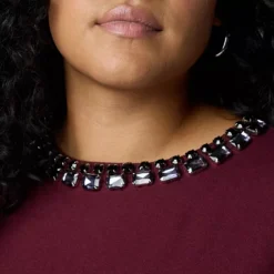 Plus Size Simply Vera Vera Wang Jeweled Neck Sweatshirt -Vera Wang Shop 7740318 ALT2