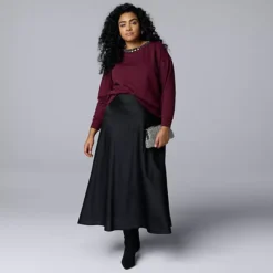 Plus Size Simply Vera Vera Wang Jeweled Neck Sweatshirt -Vera Wang Shop 7740318 ALT3