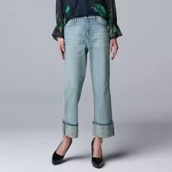 Women's Simply Vera Vera Wang Embellished High Rise Ankle Jeans