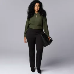 Plus Size Simply Vera Vera Wang Mid Rise Pull On Ponte Bootcut Pants -Vera Wang Shop 7752569 ALT3