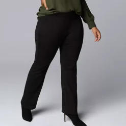 Plus Size Simply Vera Vera Wang Mid Rise Pull On Ponte Bootcut Pants -Vera Wang Shop 7752569 Black 1