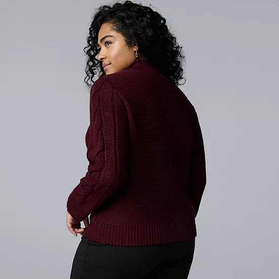 Plus Size Simply Vera Vera Wang Braided Mock Neck Sweater 2 Plus Size Simply Vera Vera Wang Braided Mock Neck Sweater - Image 2
