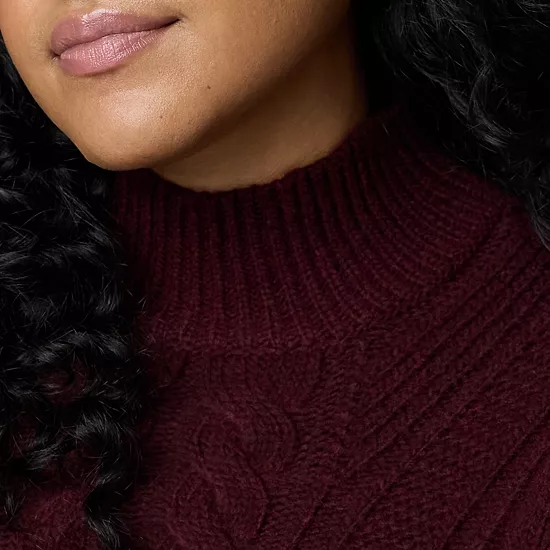 Plus Size Simply Vera Vera Wang Braided Mock Neck Sweater 3 Plus Size Simply Vera Vera Wang Braided Mock Neck Sweater - Image 3