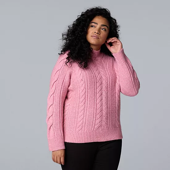 Plus Size Simply Vera Vera Wang Braided Mock Neck Sweater 8 Plus Size Simply Vera Vera Wang Braided Mock Neck Sweater - Image 8