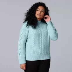 Plus Size Simply Vera Vera Wang Braided Mock Neck Sweater 15 Plus Size Simply Vera Vera Wang Braided Mock Neck Sweater -Vera Wang Shop 7753116 Mystic Gulf