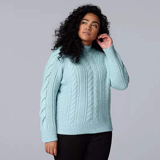 Plus Size Simply Vera Vera Wang Braided Mock Neck Sweater 6 Plus Size Simply Vera Vera Wang Braided Mock Neck Sweater - Image 6