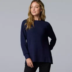 Women's Simply Vera Vera Wang Cozy Side Slit Tunic 16 Women's Simply Vera Vera Wang Cozy Side Slit Tunic -Vera Wang Shop 7755240 Liberty Navy