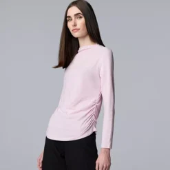 Women's Simply Vera Vera Wang Ruched Mockneck Tee -Vera Wang Shop 7755279 Medium Lilac Heather