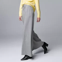 Women's Simply Vera Vera Wang Wide Leg Pants -Vera Wang Shop 7846147 Light Gray Fox Heather