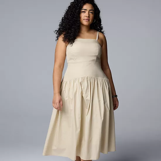Plus Size Simply Vera Vera Wang Drop Waist Midi Dress 1 Plus Size Simply Vera Vera Wang Drop Waist Midi Dress